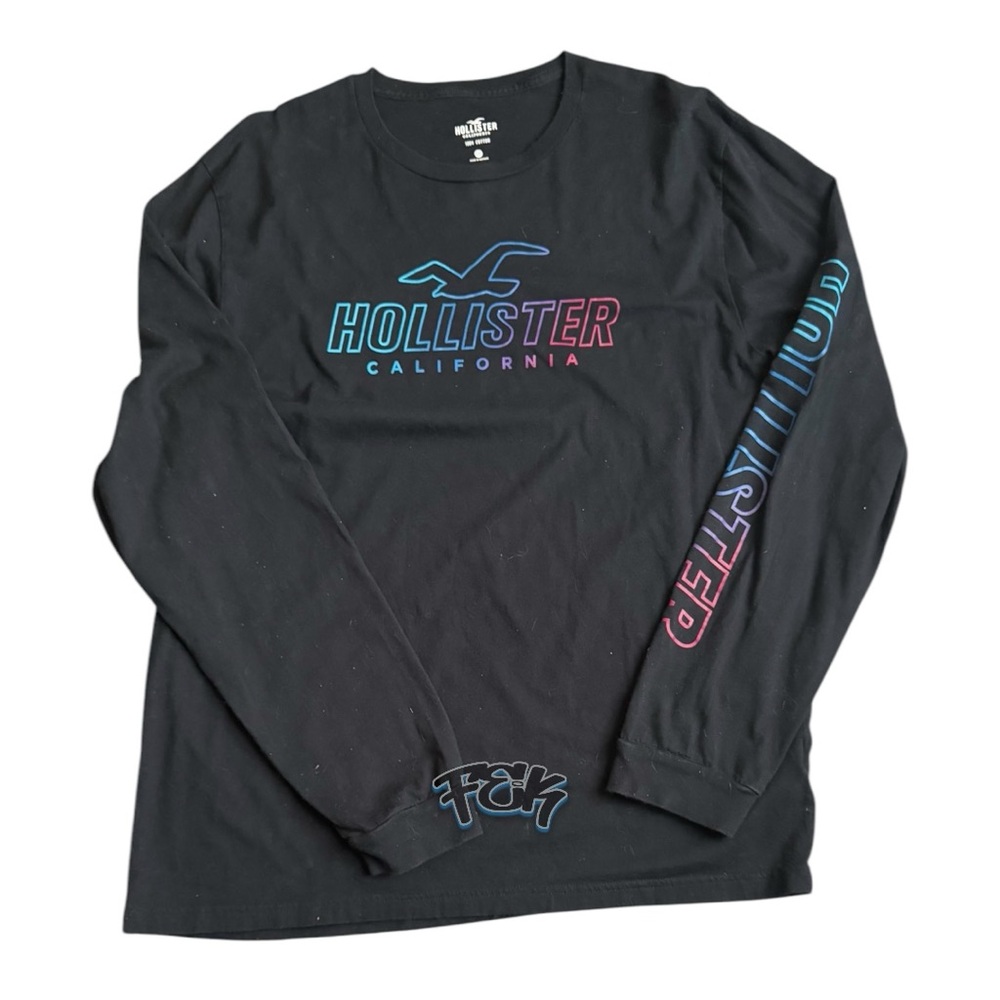Hollister long sleeve logo t shirt in black Sz XXL pre-worn